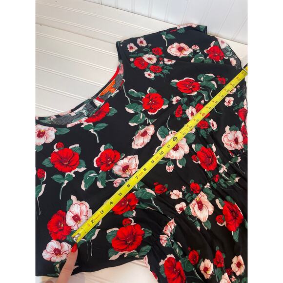 Modcloth Inspired Spirit Floral Maxi Dress Black & Red Cut Out Back Size L - Picture 3 of 6